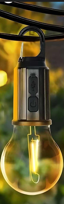 Rechargeable LED Hanging Bulb with adjustable modes, ideal for ambient and outdoor lighting.