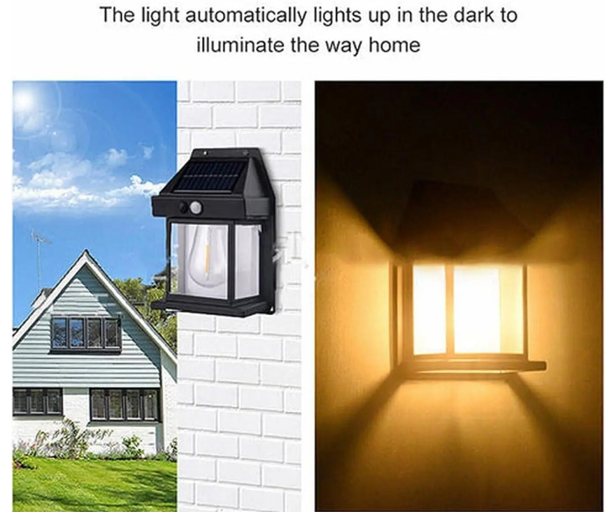 Solar-powered outdoor light illustrating automatic illumination at night for home pathways.