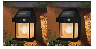 Outdoor solar light with wall mount, eco-friendly design, providing warm illumination for gardens and patios.